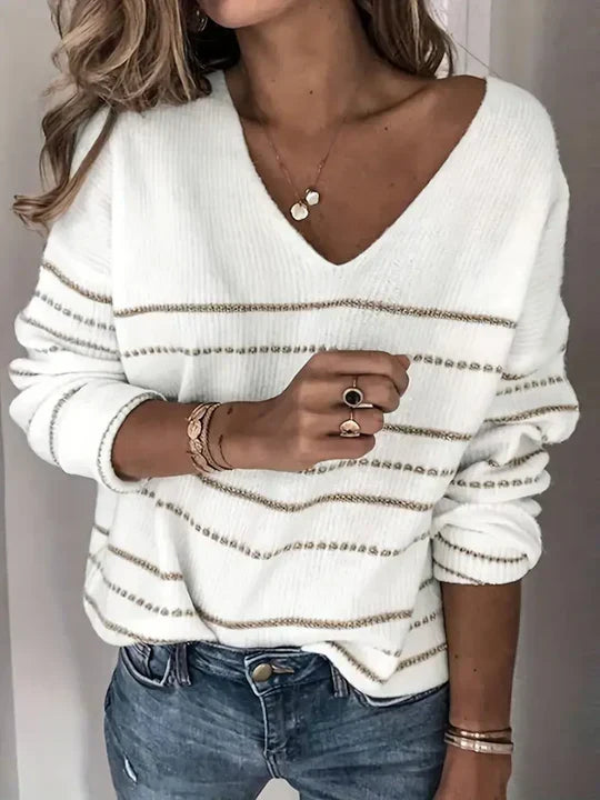 Aira | Striped V-Neck Jumper for Women