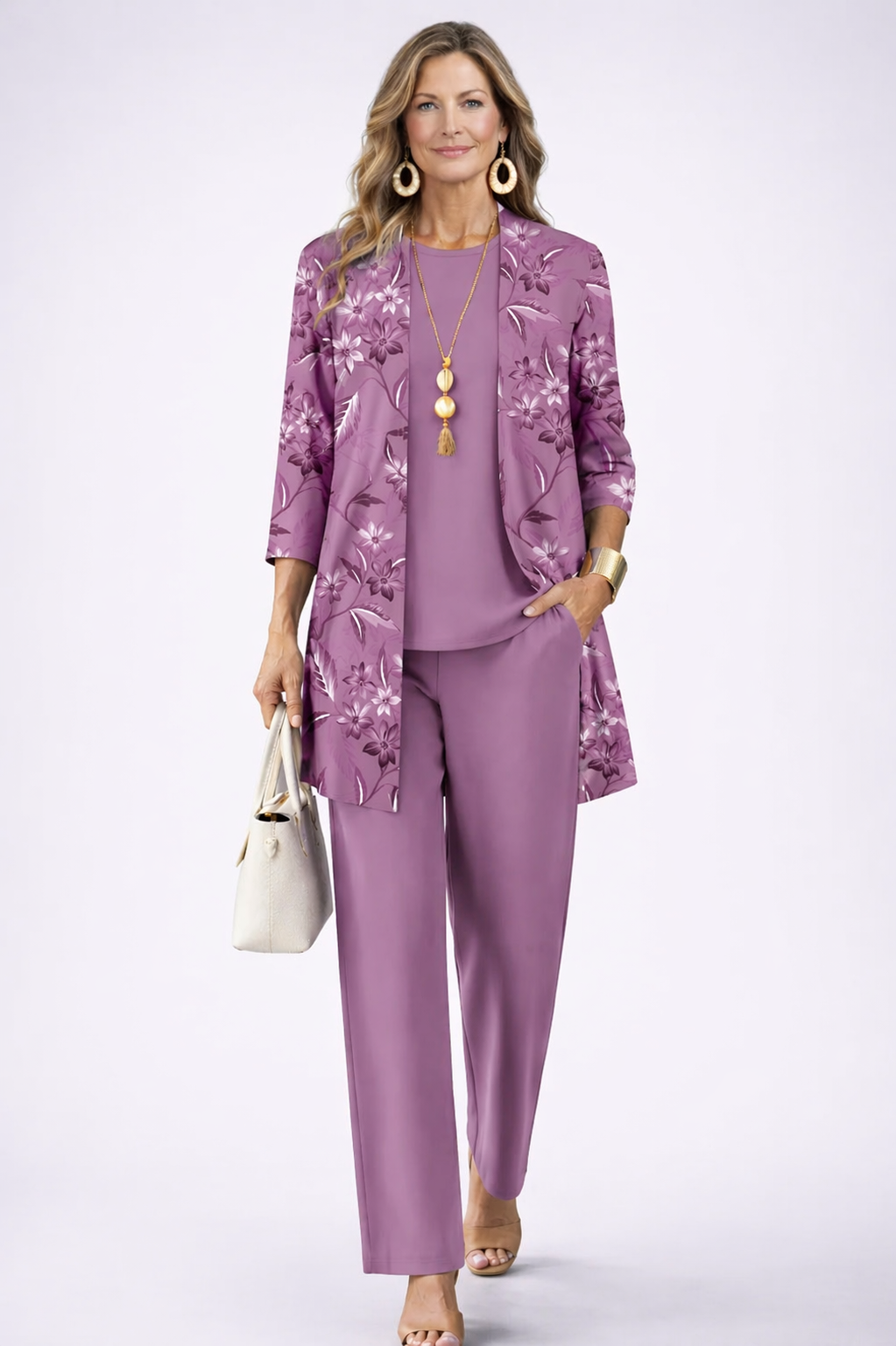 Paula | Classic Elegance Three-Piece Set in Purple