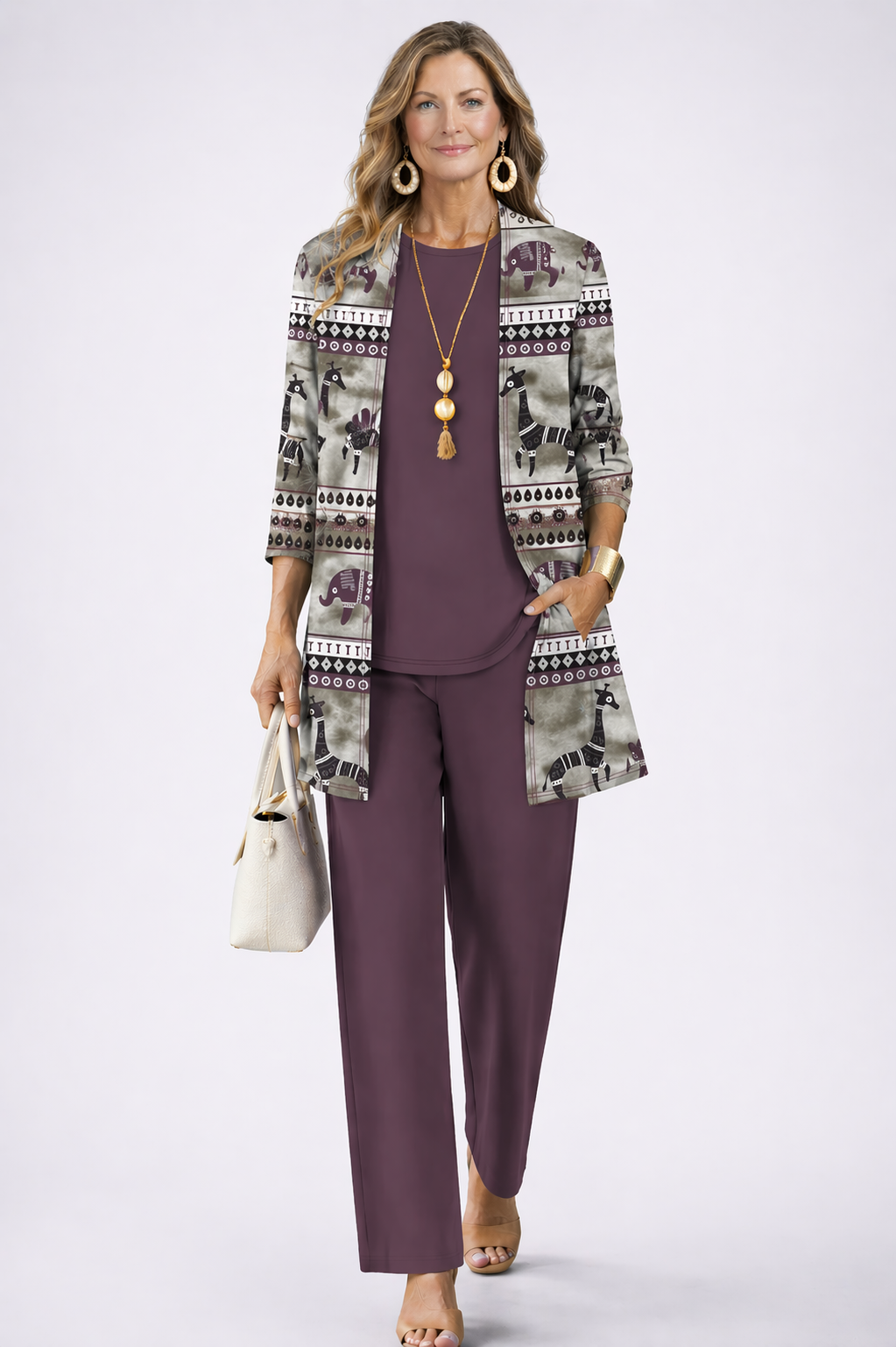 Melanie | Classic Elegance Three-Piece Set in Dark Mauve