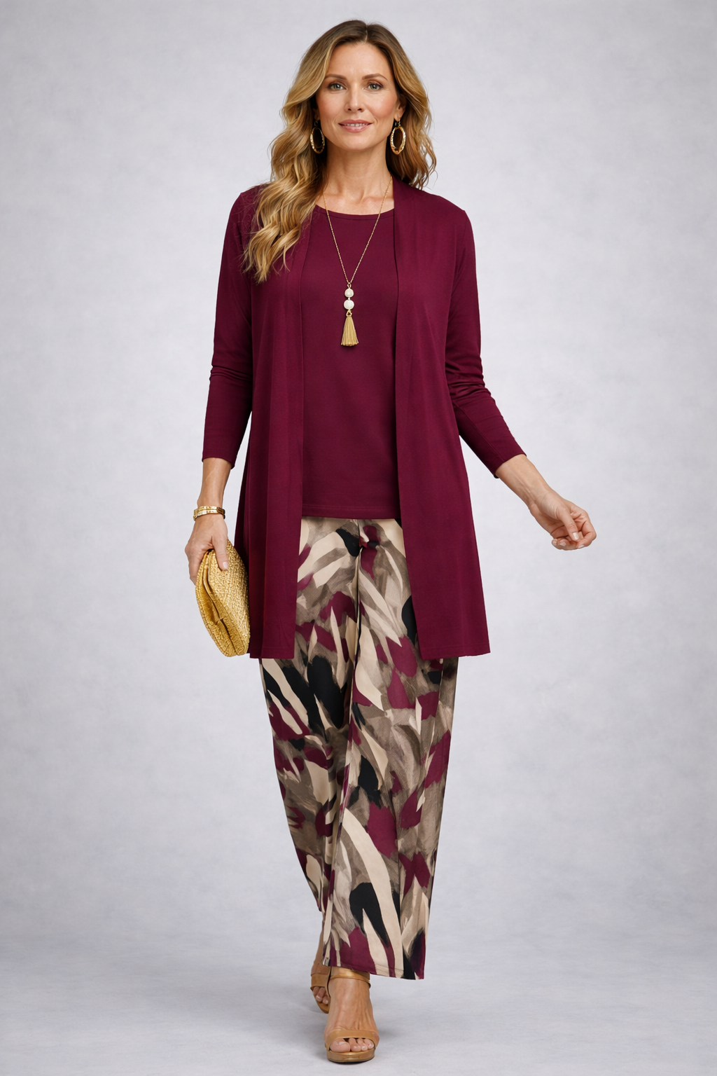 Fiona | Classic Elegance Three-Piece Set in Burgundy