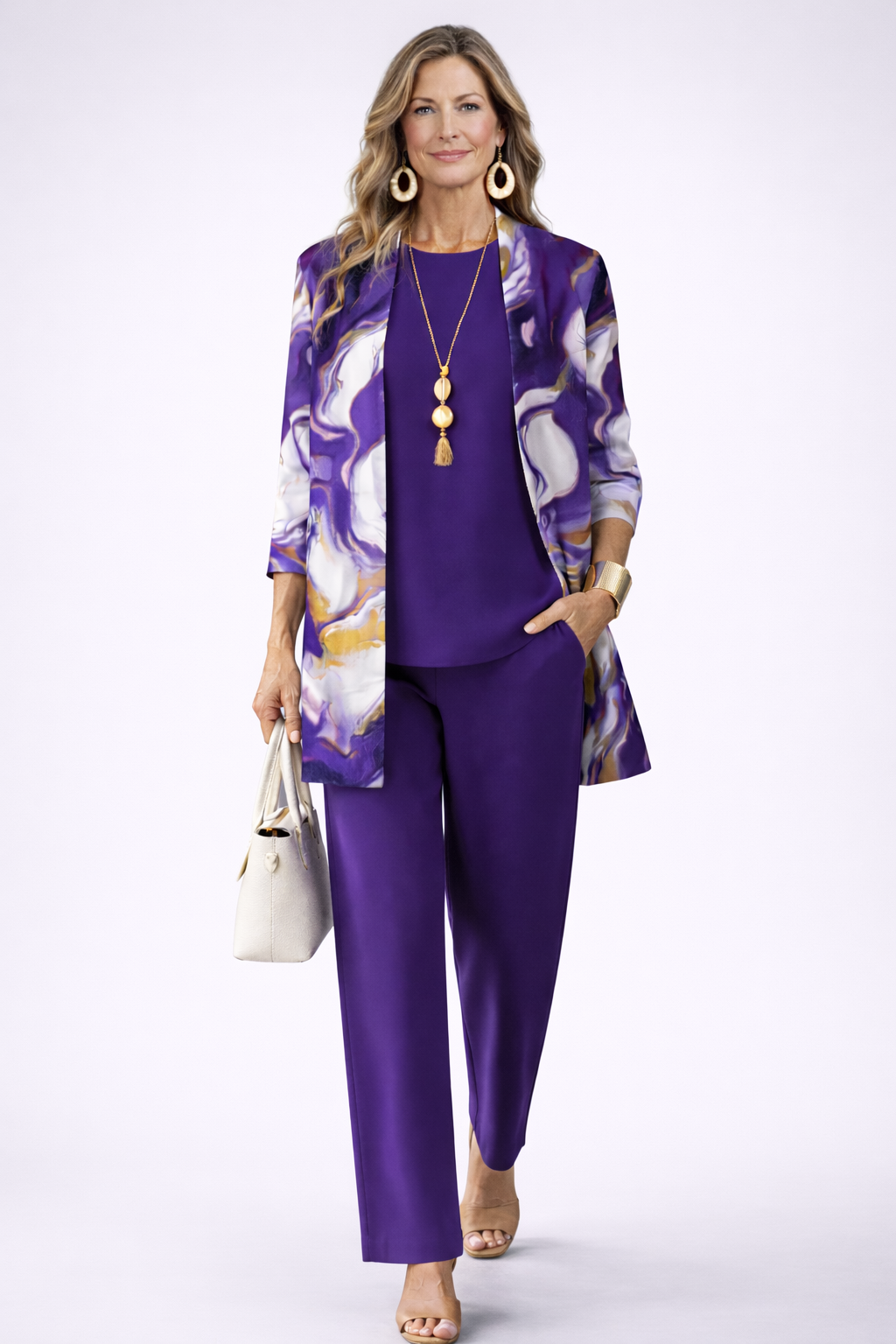 Vina | Classic Elegance Three-Piece Set in Purple