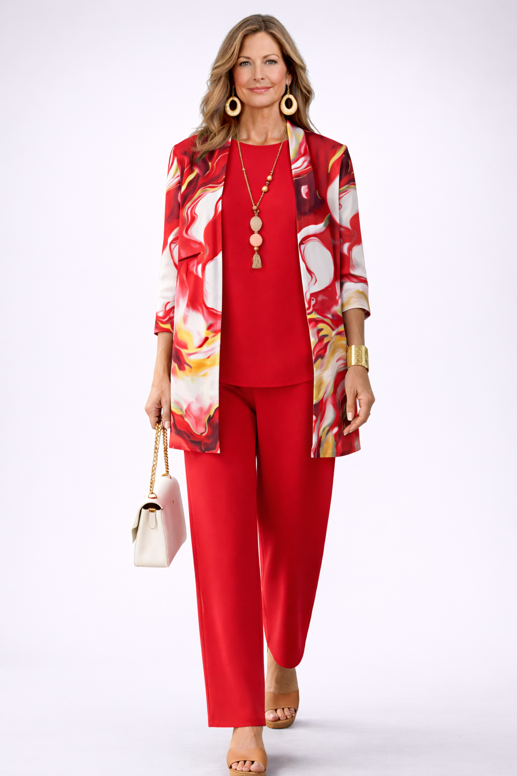 Gail | Classic Elegance Three-Piece Set in Red