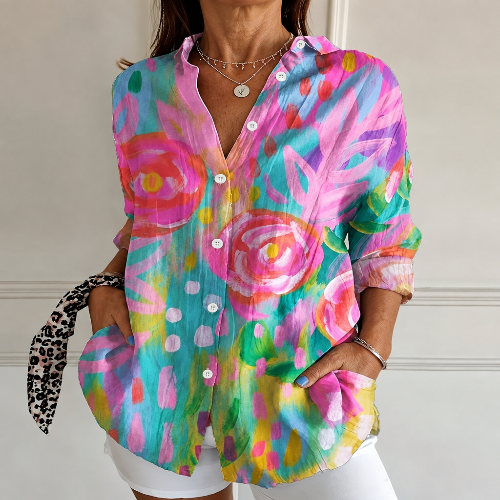 Vibrant Bloom Watercolour Blouse