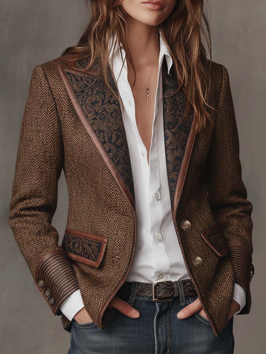 Giselda | Chevron-Print Panelled Blazer