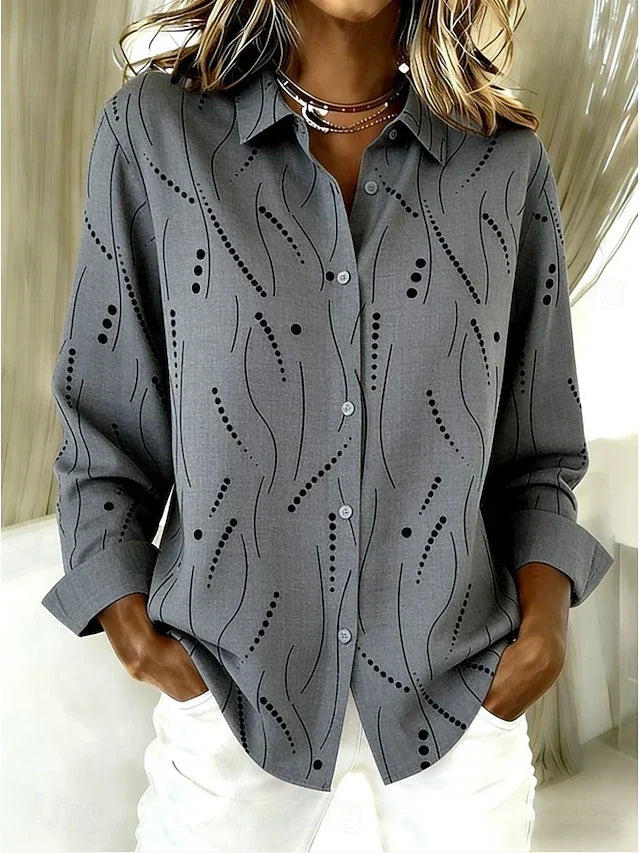 Pernella | Casual Dotted Line Pattern Blouse in Grey