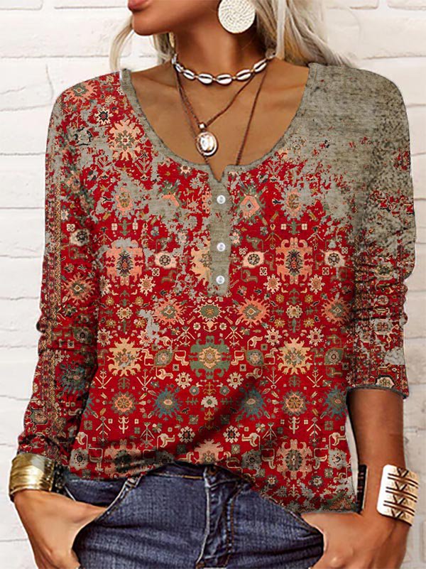 Ria | Elegant Blouse with Aztec Print