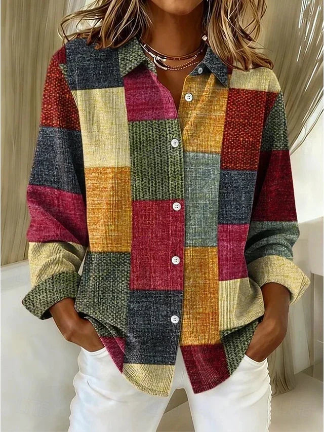 Merritt | Vintage Patchwork Button-Front Blouse