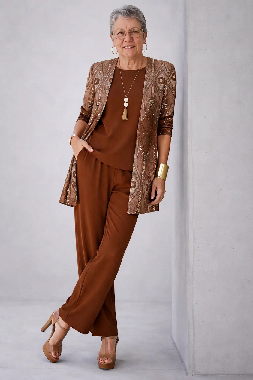 Leslie | Classic Elegance Three-Piece Set in Rust