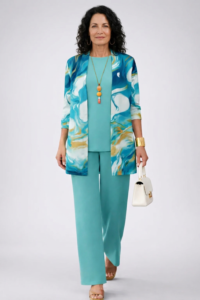 Len | Classic Elegance Three-Piece Set in Turquoise