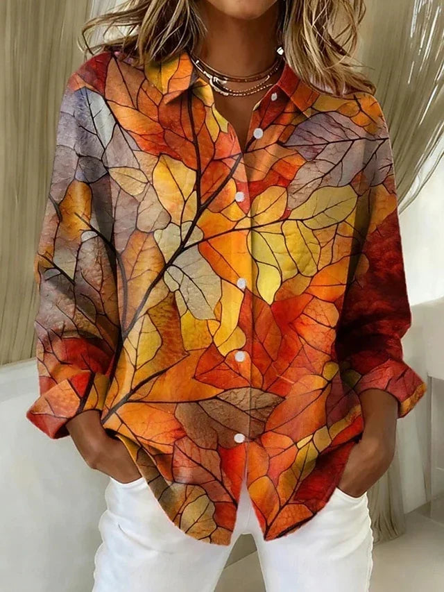 Melrose | Vintage Botanical Print Button-Up Blouse