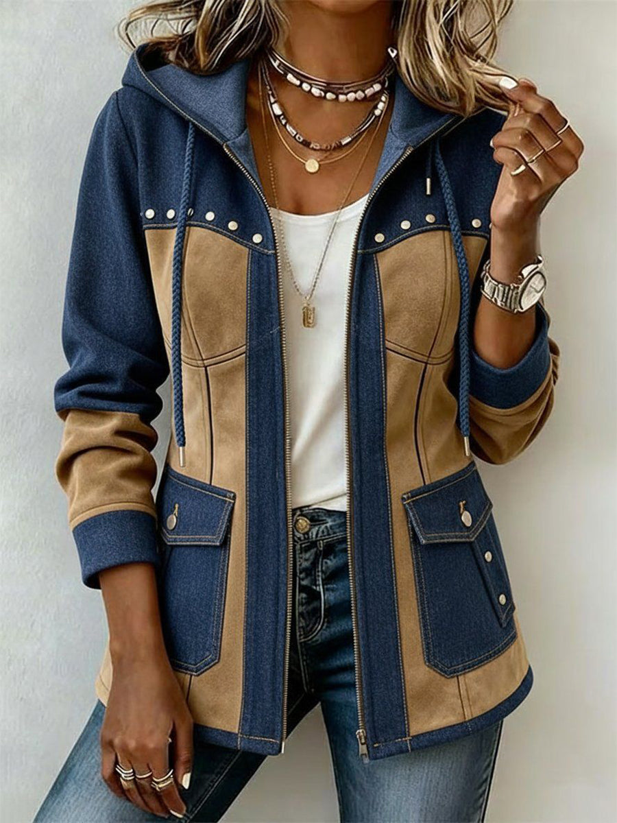 Veronica | Dual-Fabric Hooded Jacket