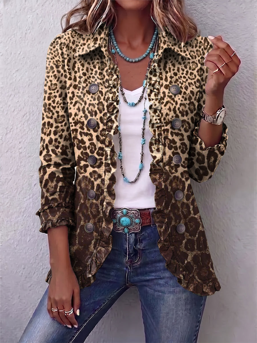 Ombretta | Multicolour Leopard Jacket with Ruffles