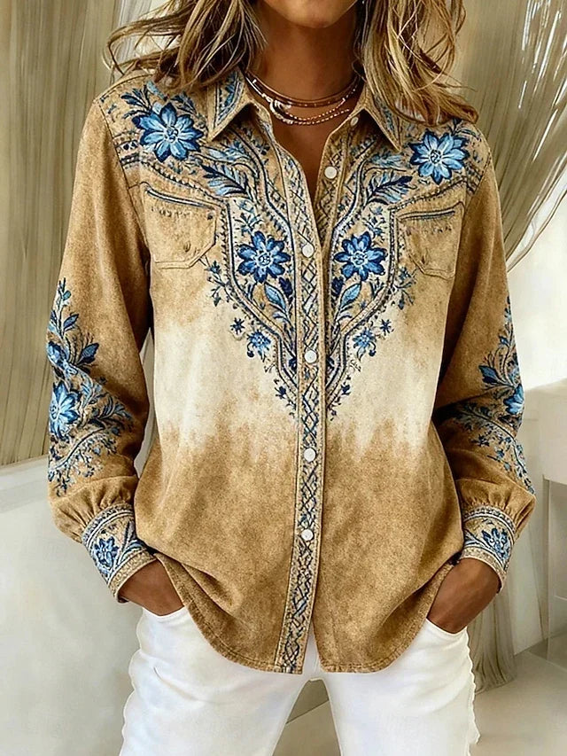 Tucson | Vintage Western Floral Button-Up Blouse