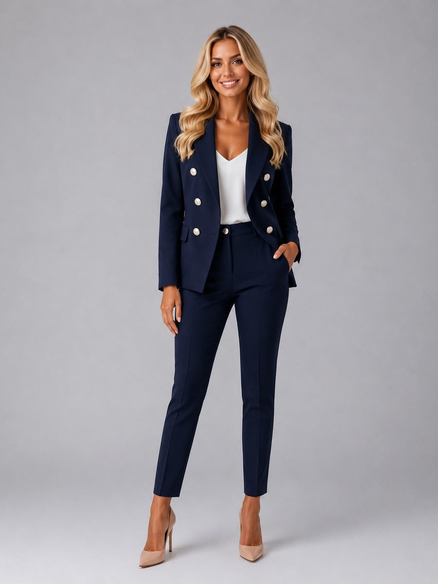 Verdiana | Double-Breasted Suit with Peak Lapels and Ankle-Length Trousers